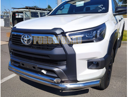 Защита переднего бампера двойная d76/60 для Toyota Hilux 2020-…