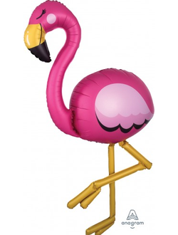 Фольгированная ходячая фигура с гелием "Розовый фламинго" 86*172см