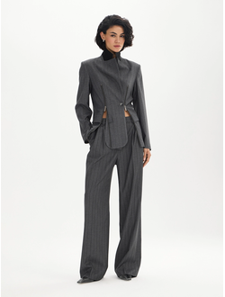 Брюки прямые со складками (серый)