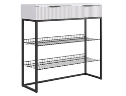 Обувница Классная 1 Белое дерево/Белый матовый/Черный муар