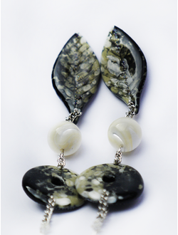 "Русалочья роща", длинные серьги с перламутром в стиле бохо-шик