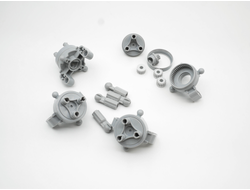 !АНАЛОГ!  Technic, Steering Axle with 2 Pin Holes, 2 Axle Holes and 2 Tow Ball Arms with Light Bluish Gray Wheel Hub(АНАЛОГ), Light Bluish Gray (46490c010)