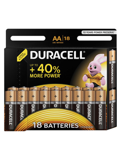 Батарейки DURACELL Basic, AA (LR06, 15А), алкалиновые, КОМПЛЕКТ 18 шт., в блистере