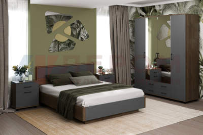 Композиция спальни ГРЕЙС корпус Гикори Джексон Темный/фасад Антрацит Матовый