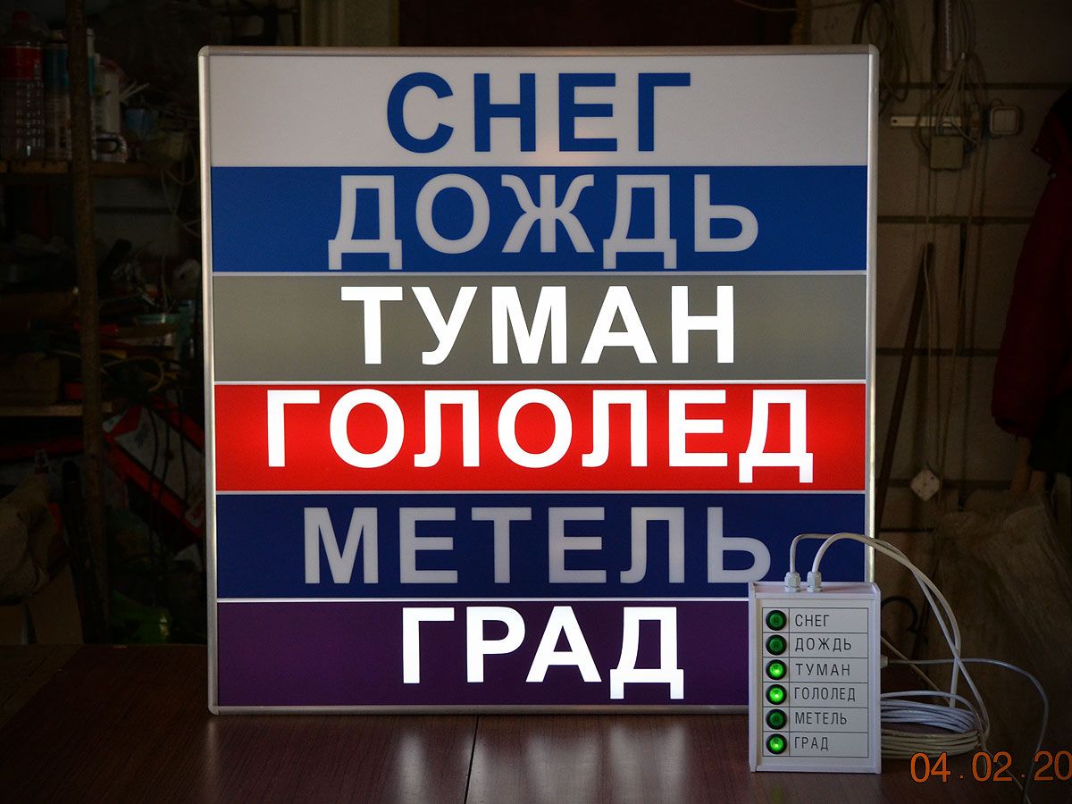 Погодные табло. Световое табло погодных условий. Световое табло гололед снег туман дождь. Табло снег туман гололед. Информационное табло погодных условий снегопад дождь гололёд туман.