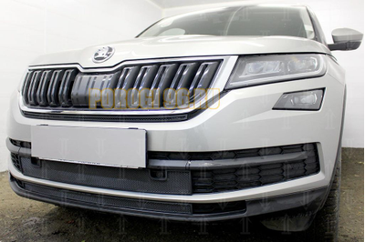 Защита радиатора Skoda Kodiaq 2016- black верх