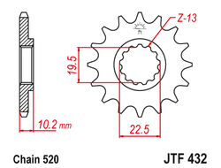 Звезда ведущая (13 зуб.) RK C4163-13 (Аналог: JTF432.13) для мотоциклов Suzuki, Kawasaki, Betamotor