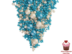 Драже рисовое в шоколадной глазури Жемчуг бело-голубой микс, 50 г (мягкое)