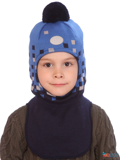 Шапка-шлем   21101-07, цвет темно-синий, ярко-синий р. 48-50