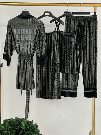 Домашняя одежда Виктория Сикрет 4в1 велюр цвет графит