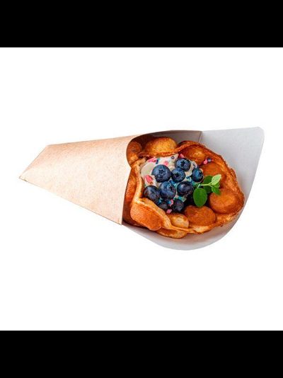 Упаковка-конус для картофеля/вафель (крафт/бел), 210*197мм