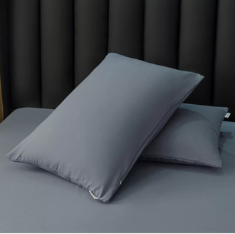 Комплект постельного белья Однотонный Сатин цвет Серо-голубой CS053 (2 спальный, Евро)