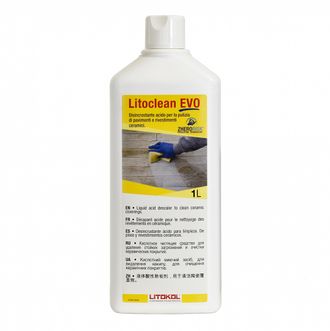 LITOCLEAN EVO  Чистящая жидкость на основе органической кислоты. Продукт эффективен при очистке облицованных поверхностей от загрязнений на цементной и известковой основе, высолов и белёсых налётов.