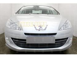Защита радиатора Peugeot 408 2012- (3 части) black