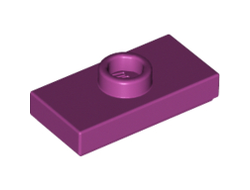 Plate, Modified 1 x 2 with 1 Stud with Groove and Bottom Stud Holder Jumper, Magenta (15573 / 6101073)