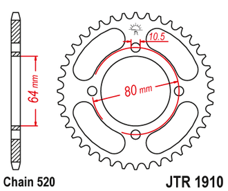 Звезда ведомая (32 зуб.) RK B4418-32 (Аналог: JTR1910.32) для мотоциклов Yamaha