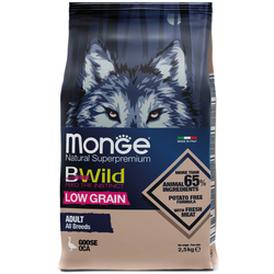 Monge Dog BWild LOW GRAIN (Монж) низкозерновой корм для взрослых собак, из мяса гуся 2,5 кг
