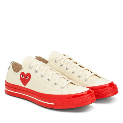 Кеды Converse Comme des Garcons Play белые низкие с красной подошвой с сердечком