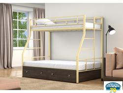 Двухъярусная кровать Раута Твист Слоновая кость ящики венге