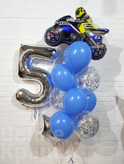 Сет "Синий мотоцикл" (13 шариков + 1 цифра)
