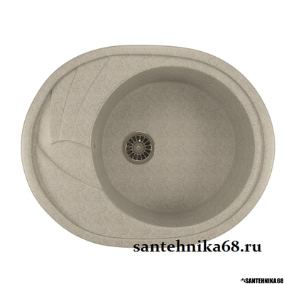 Мойка из искусственного мрамора MIXLINE ML-GM17 мал. овальная с крылом, 465*570мм