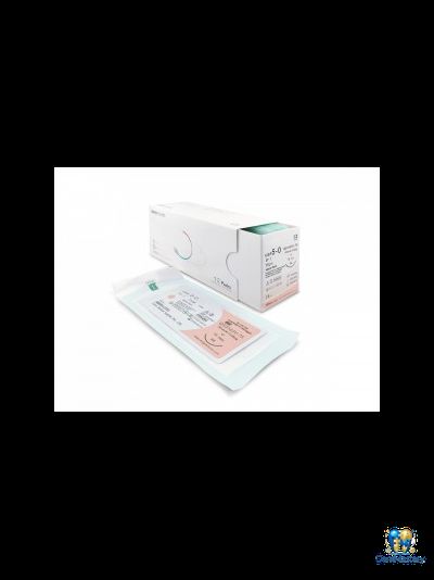 Мононить рассасывающаяся WEGO PGCL USP 5-0, обратно-режущая игла 3/8 16 мм, 75 см, фиолетовая (артикул Q53163V-75)