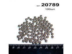 Бусина акрил металлизированная арт.20789: ф 6мм - цвет "сталь" - 11,2г - уп.100шт.