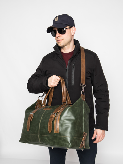 Кожаная дорожная сумка Campora Premium dark green (арт. 
4019-11)