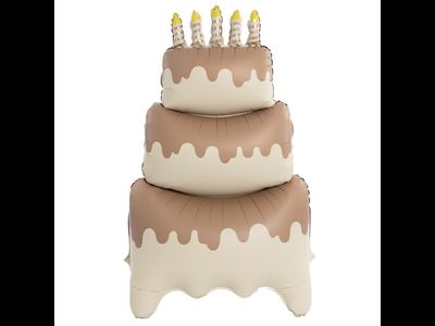 Шар 3D (47&#039;&#039;/119 см) Фигура, Торт со свечками, Бежевый, Сатин