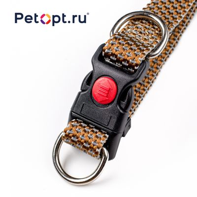 Ошейник для собак &quot; PetOpt &quot; L 30 мм, 45-70 см (светоотражающий, нейлоновый, два кольца)
