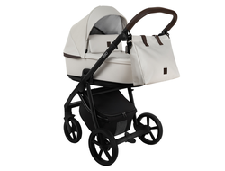 Коляска 3в1 Roan Esso Кожа Island Stone/Black руч.Тем.коричневый