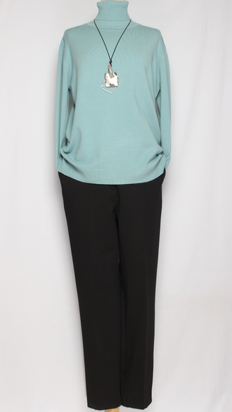 Брюки "Прямые защип снизу" трикотажные чёрные р.48-58