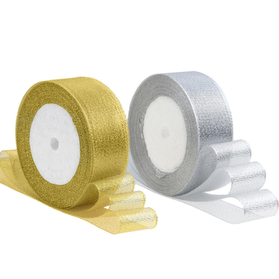 Лента метал. с люрексом/парча 25мм (золото), 22,8м