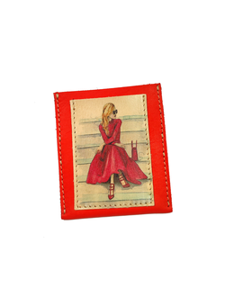 Холдер для автодокументов с принтом "Девушка в красном"