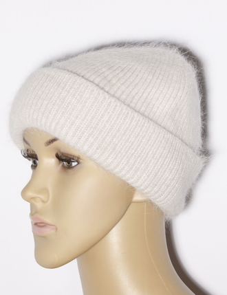 Екатеринбург. Шапка женская Ангора "Резинка"на флисе 11602  пудра, бежевая, роза