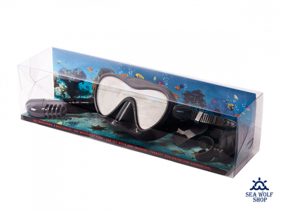Маска для дайвинга с трубкой Sargan "АГИДЕЛЬ" черно-серый силикон, комплект