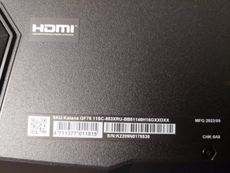 MSI GF76 KATANA 11SC-853XRU  ( 17.3 FHD IPS 144HZ I5-11400H GTX1650 16GB 512SSD )