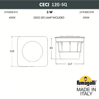 Тротуарный светильник Fumagalli CECI 120-SQ 2F4.000.000