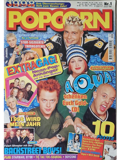 Popcorn Magazine January 1998 Aqua, Spice Girls, Aaron Carter, Justin Timberlake, Backstreet Boys, T