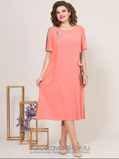 Модель: 5224-3. Летнее платье в спортивном стиле персикового цвета.