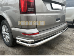 Защита заднего бампера угловая большая двойная d60/42 для Volkswagen T6 (2015-2020)