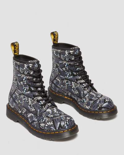 Ботинки Dr Martens 1460 Pascal Butterfly Print Suede Grey