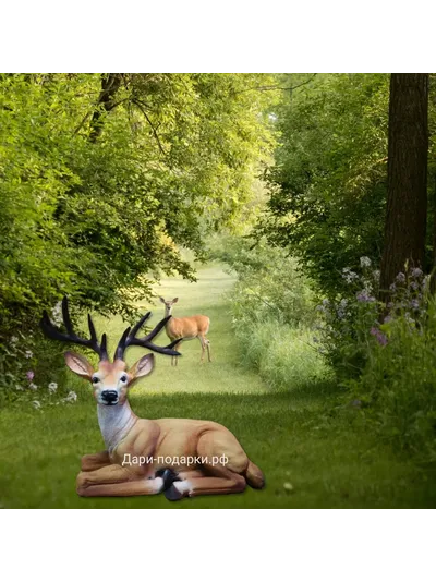 Олень лесной 46*40см   2,1кг   полистоун Россия 3078/012461*