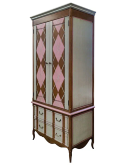 Шкаф для одежды двухстворчатый с ящиками и покраской ромбы.