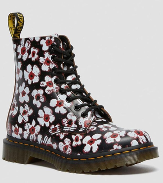 Dr Martens Pascal Flower Black Red