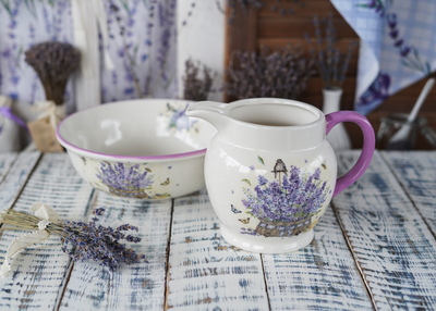 НАБОР. КУВШИН "ПРОВАНС ЛАВАНДА" 1000 МЛ+МИСКА "ПРОВАНС ЛАВАНДА" 21,5х21,5 см
