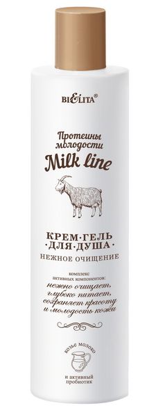 Крем-гель для душа НЕЖНОЕ ОЧИЩЕНИЕ «Milk Line / Протеины молодости», 400 мл