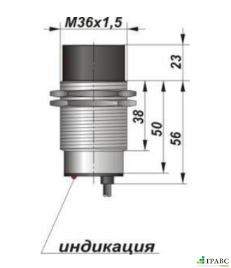 Индуктивный датчик цилиндрический с резьбой И52-NO-NPN (М36х1,5)