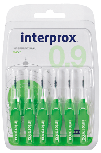 Ершики межзубные 0,9 мм, зеленые Interprox, Dentaid, 6 шт.