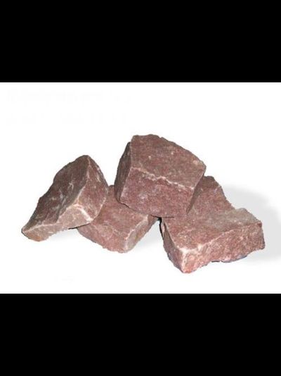 Камень для бани Кварцит малиновый колотый 20 кг коробка
